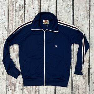 Vintage 1980s Zip Up Wilson Blue Running Track Jacket